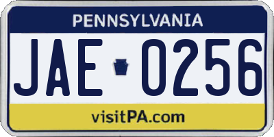 PA license plate JAE0256