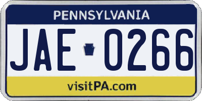 PA license plate JAE0266