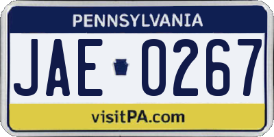 PA license plate JAE0267