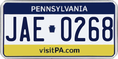 PA license plate JAE0268