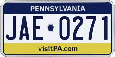 PA license plate JAE0271