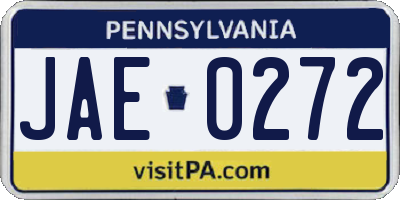 PA license plate JAE0272