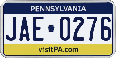 PA license plate JAE0276