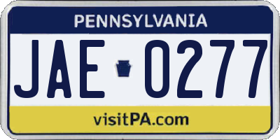 PA license plate JAE0277