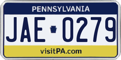 PA license plate JAE0279