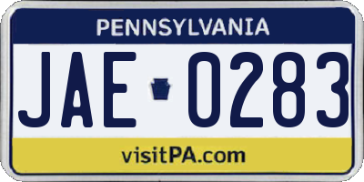 PA license plate JAE0283