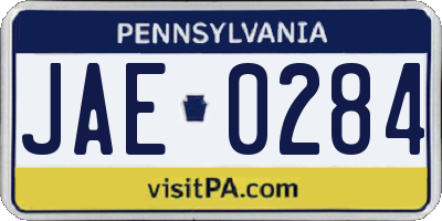 PA license plate JAE0284