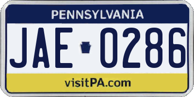 PA license plate JAE0286