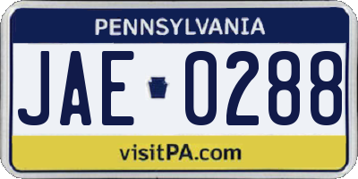 PA license plate JAE0288