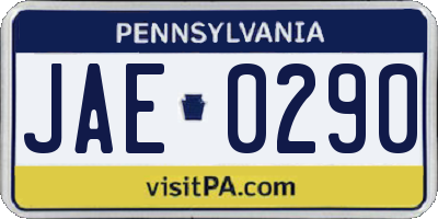 PA license plate JAE0290