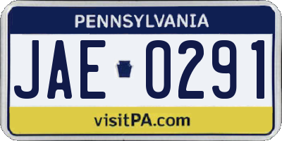 PA license plate JAE0291