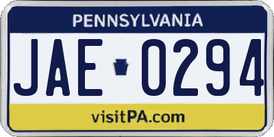 PA license plate JAE0294