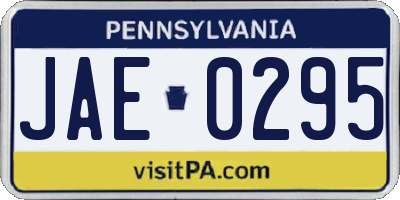 PA license plate JAE0295