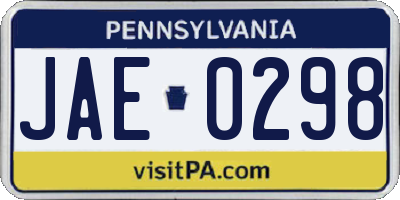 PA license plate JAE0298