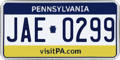 PA license plate JAE0299