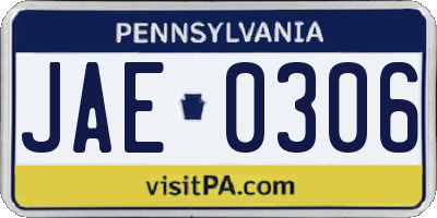 PA license plate JAE0306