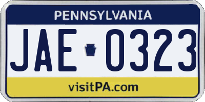 PA license plate JAE0323