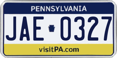 PA license plate JAE0327