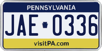 PA license plate JAE0336