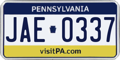 PA license plate JAE0337