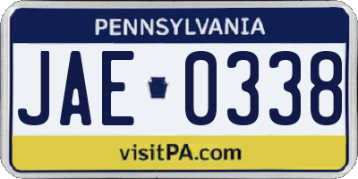 PA license plate JAE0338