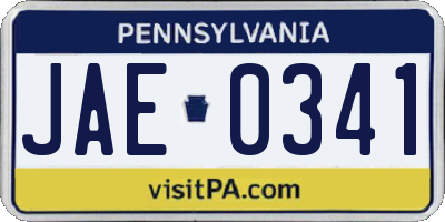 PA license plate JAE0341