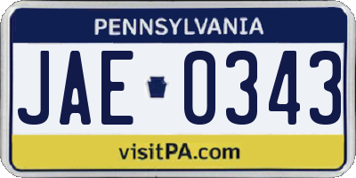 PA license plate JAE0343