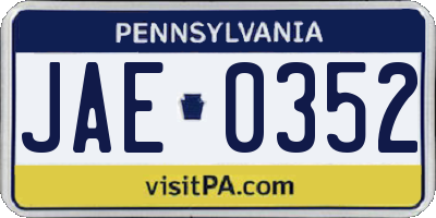 PA license plate JAE0352