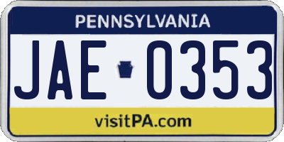 PA license plate JAE0353