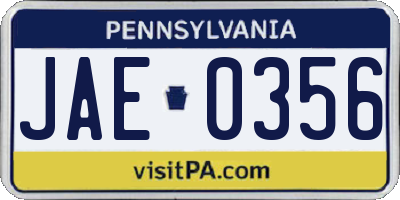 PA license plate JAE0356