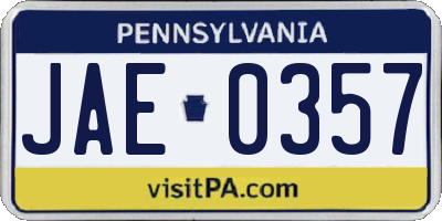 PA license plate JAE0357