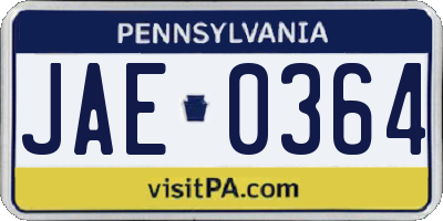 PA license plate JAE0364