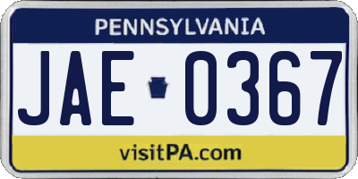 PA license plate JAE0367