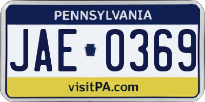 PA license plate JAE0369