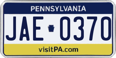 PA license plate JAE0370