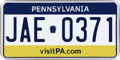 PA license plate JAE0371