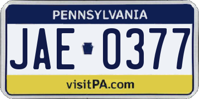 PA license plate JAE0377