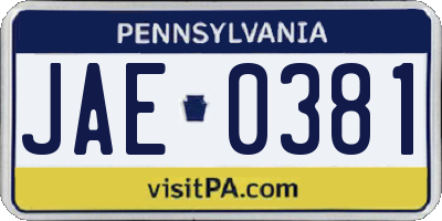 PA license plate JAE0381
