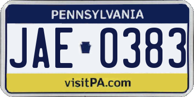 PA license plate JAE0383