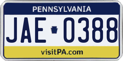 PA license plate JAE0388