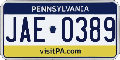 PA license plate JAE0389