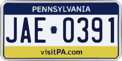 PA license plate JAE0391