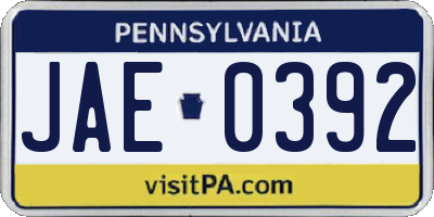 PA license plate JAE0392