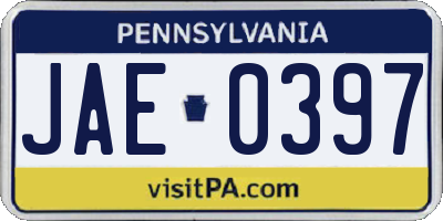 PA license plate JAE0397