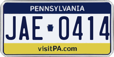 PA license plate JAE0414