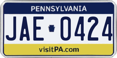 PA license plate JAE0424