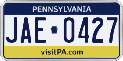 PA license plate JAE0427