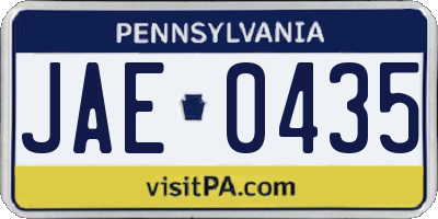 PA license plate JAE0435