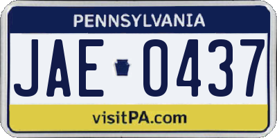 PA license plate JAE0437