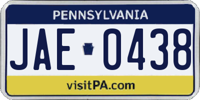 PA license plate JAE0438